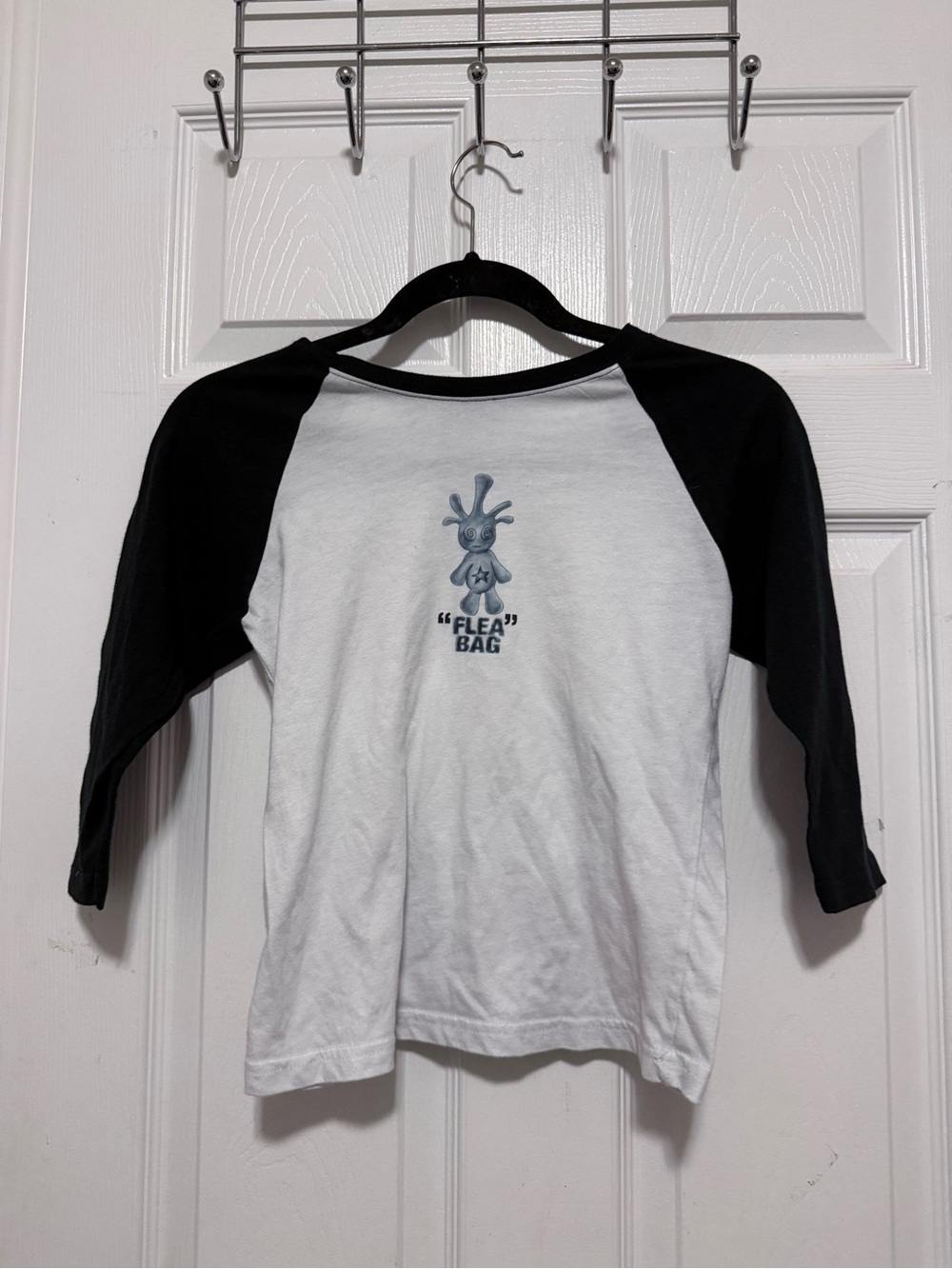 Radio Dolls 3/4 Sleeve Raglan Tee with 'Flea Bag' Graphic - Black & White